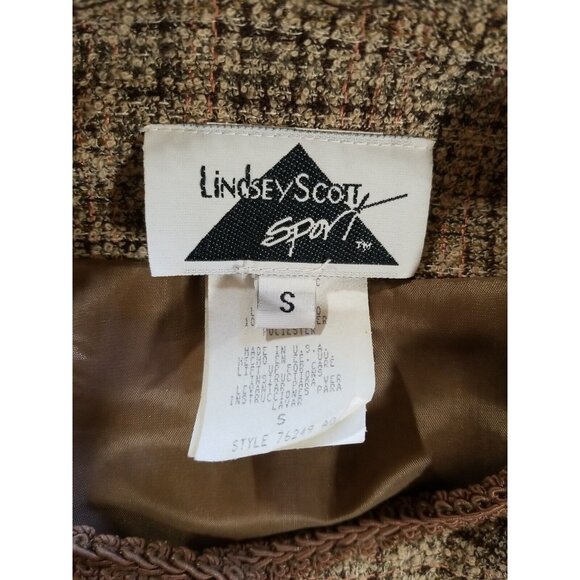 Vtg Skirt Blazer Suit Brown Tweed 5 Button Decorative Trim Faux Wrap Skirt Midi - Picture 12 of 16